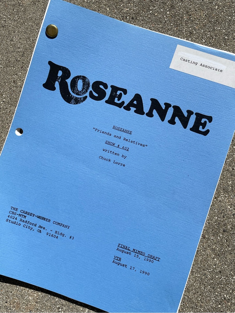 Roseanne Vtg 1990 Production Used Final Mimeo Draft Script Friends & Relatives